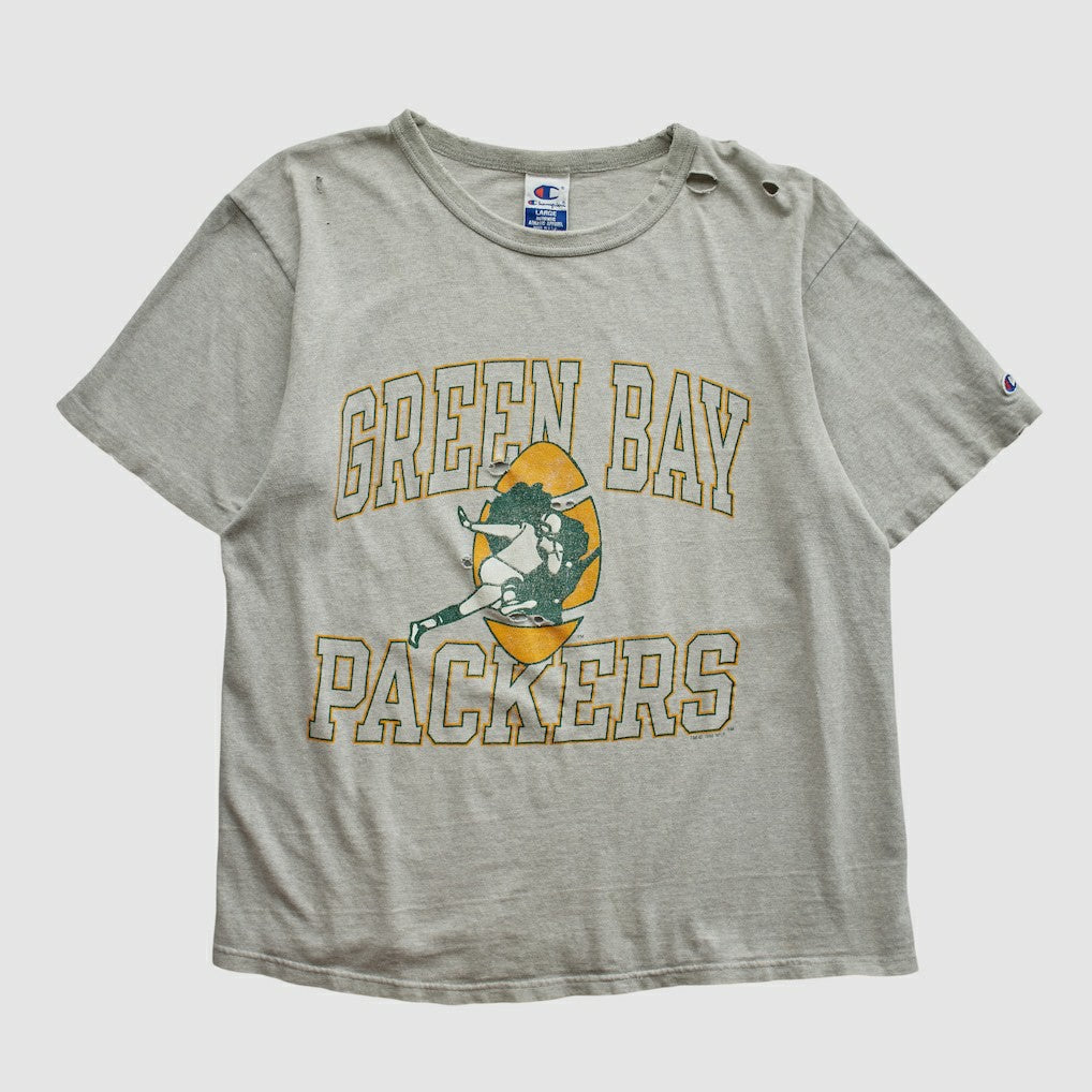 Green Bay Packers Champion 90s T-shirt - Heather Gray Vintage on sale