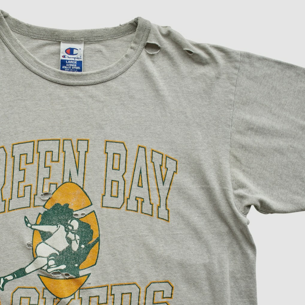 Green Bay Packers Champion 90s T-shirt - Heather Gray Vintage on sale
