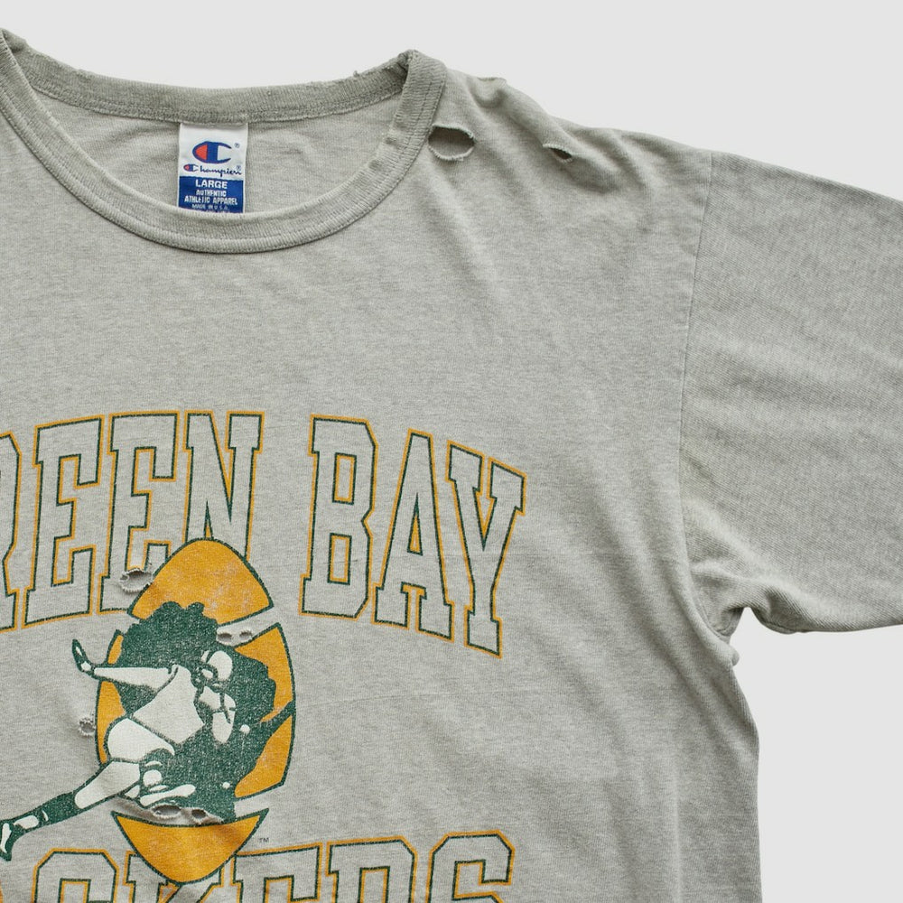 Green Bay Packers Champion 90s T-shirt - Heather Gray Vintage on sale