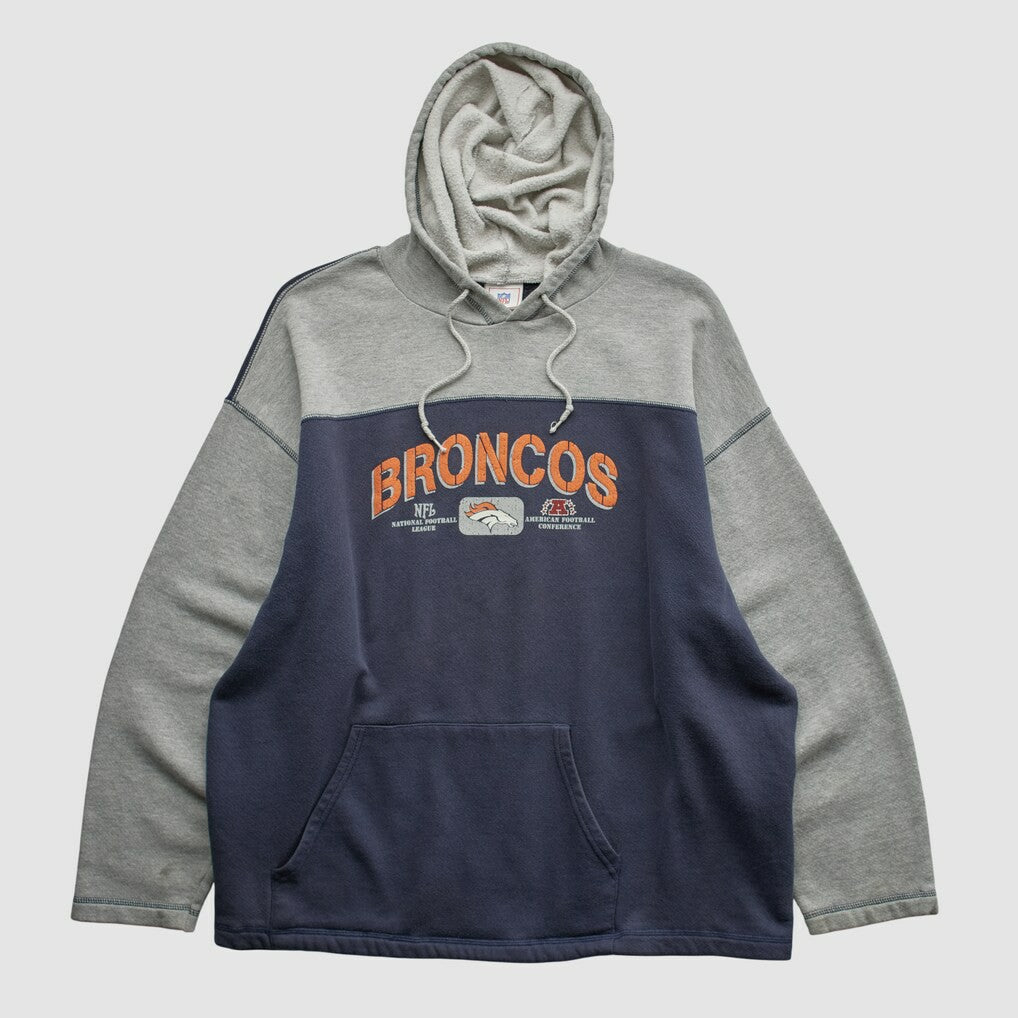 Denver Broncos NFL 2000s Hooded Pullover Sweatshirt - Heather Gray Vintage for sale