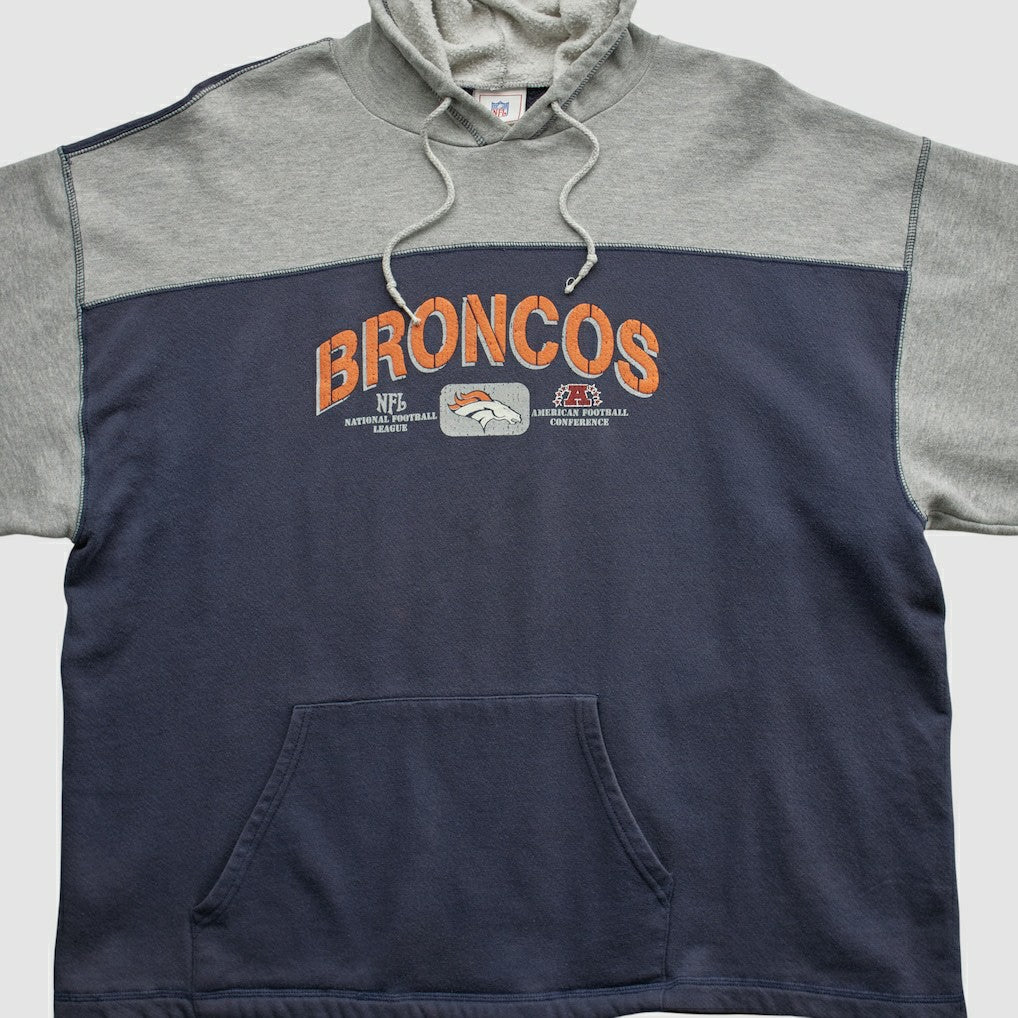 Denver Broncos NFL 2000s Hooded Pullover Sweatshirt - Heather Gray Vintage for sale