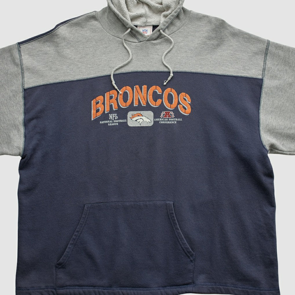Denver Broncos NFL 2000s Hooded Pullover Sweatshirt - Heather Gray Vintage for sale
