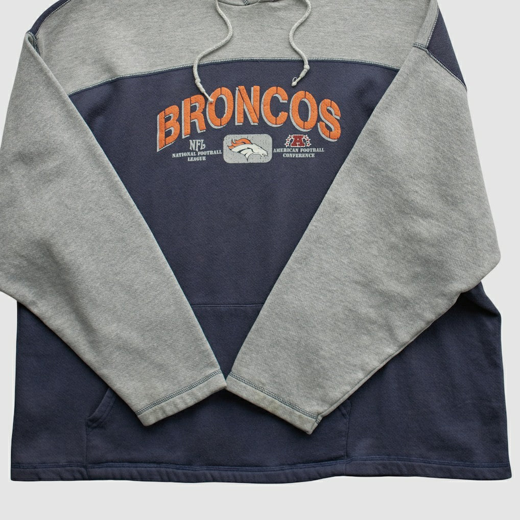 Denver Broncos NFL 2000s Hooded Pullover Sweatshirt - Heather Gray Vintage for sale