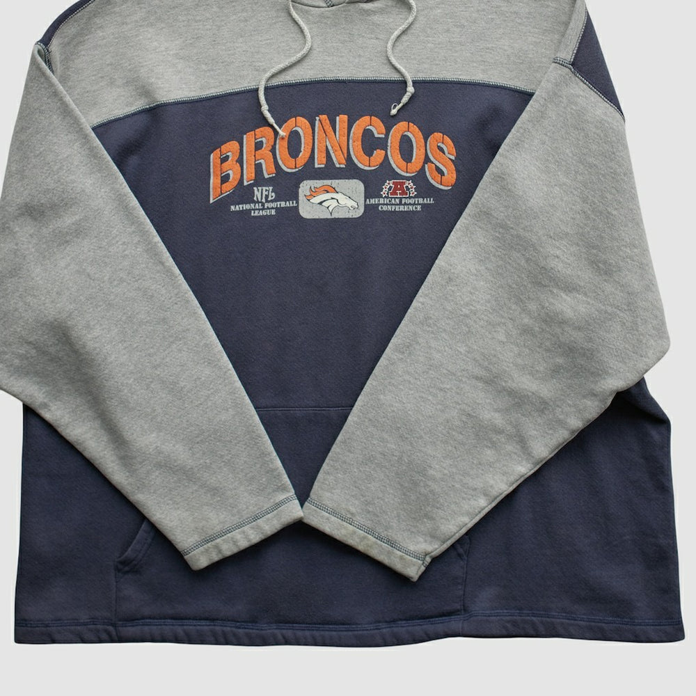 Denver Broncos NFL 2000s Hooded Pullover Sweatshirt - Heather Gray Vintage for sale