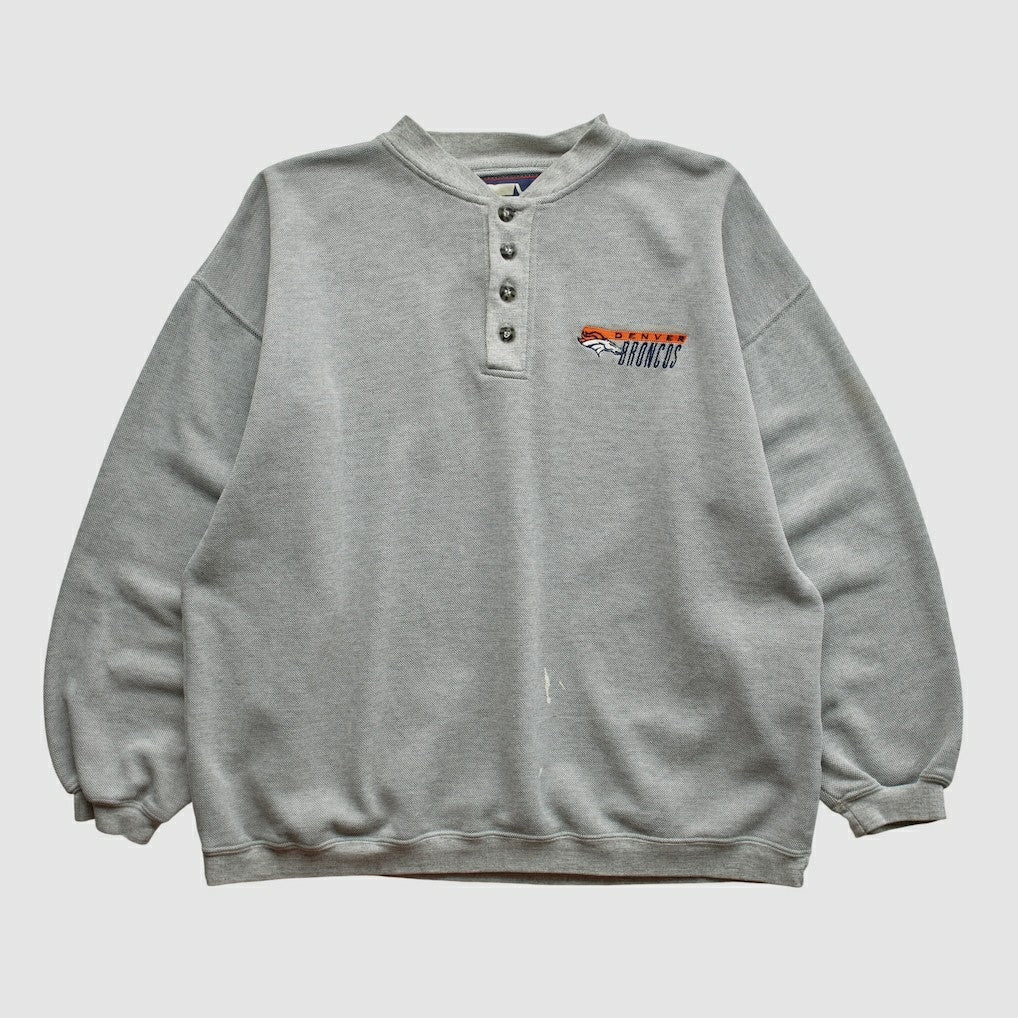 Denver Broncos Starter 90s Pullover Sweatshirt - Heather Gray Vintage discount