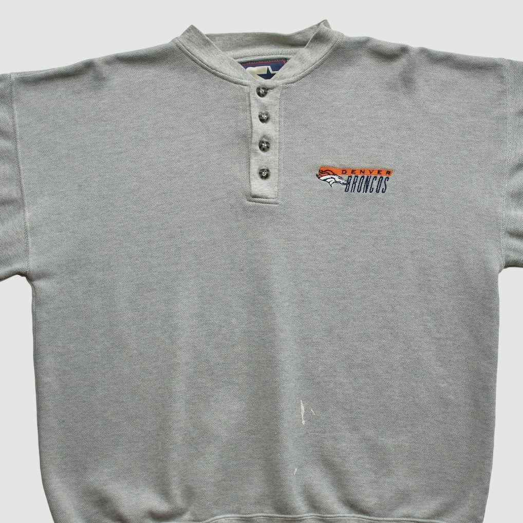 Denver Broncos Starter 90s Pullover Sweatshirt - Heather Gray Vintage discount
