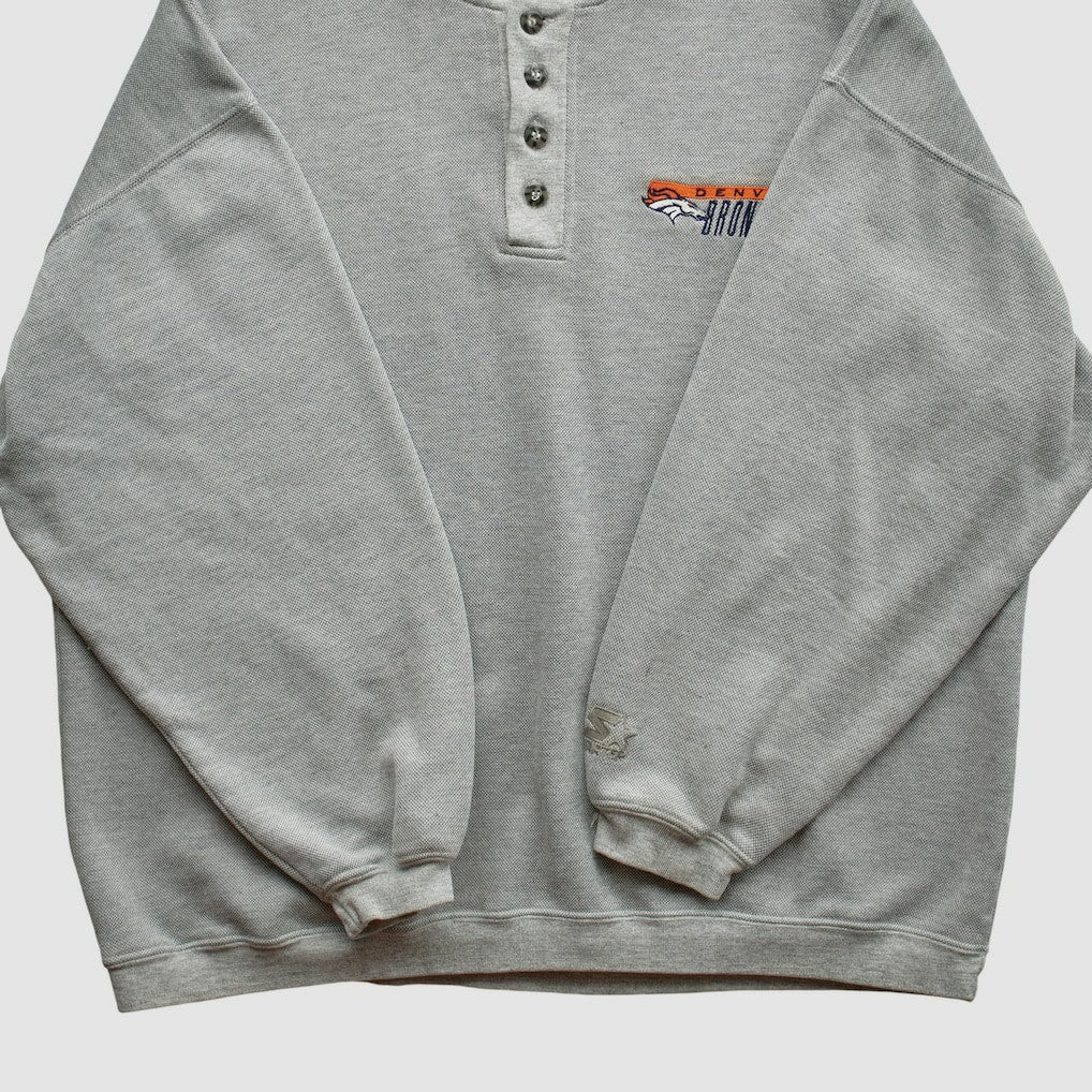 Denver Broncos Starter 90s Pullover Sweatshirt - Heather Gray Vintage discount