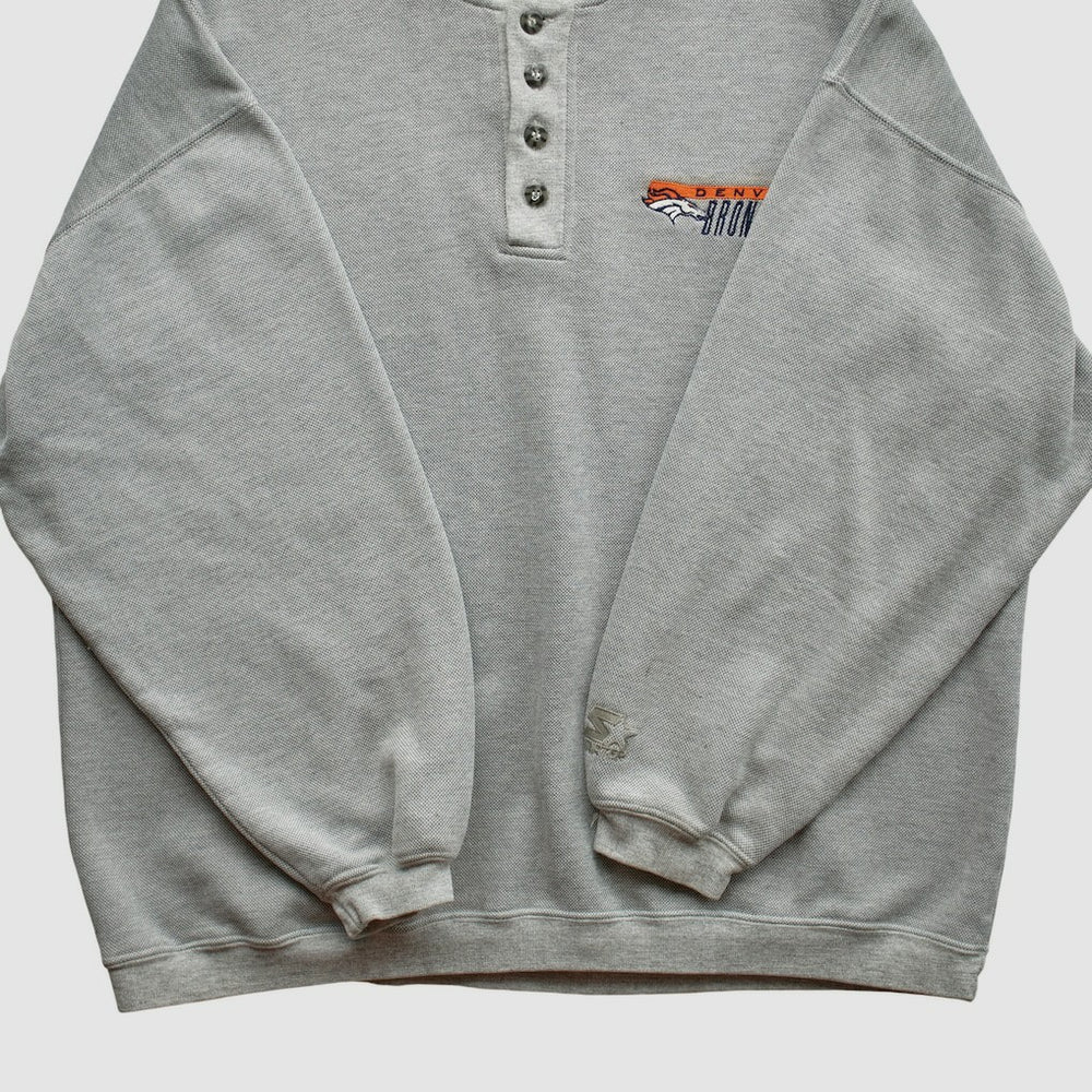 Denver Broncos Starter 90s Pullover Sweatshirt - Heather Gray Vintage discount