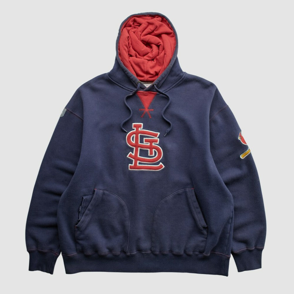 St. Louis Cardinals Majestic 2000s Hooded Pullover Sweatshirt Navy Vintage