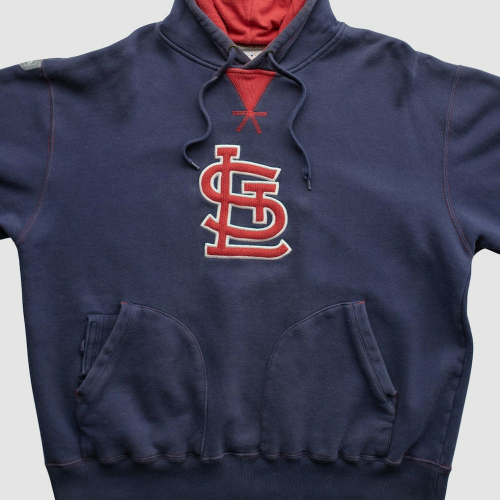 St. Louis Cardinals Majestic 2000s Hooded Pullover Sweatshirt Navy Vintage