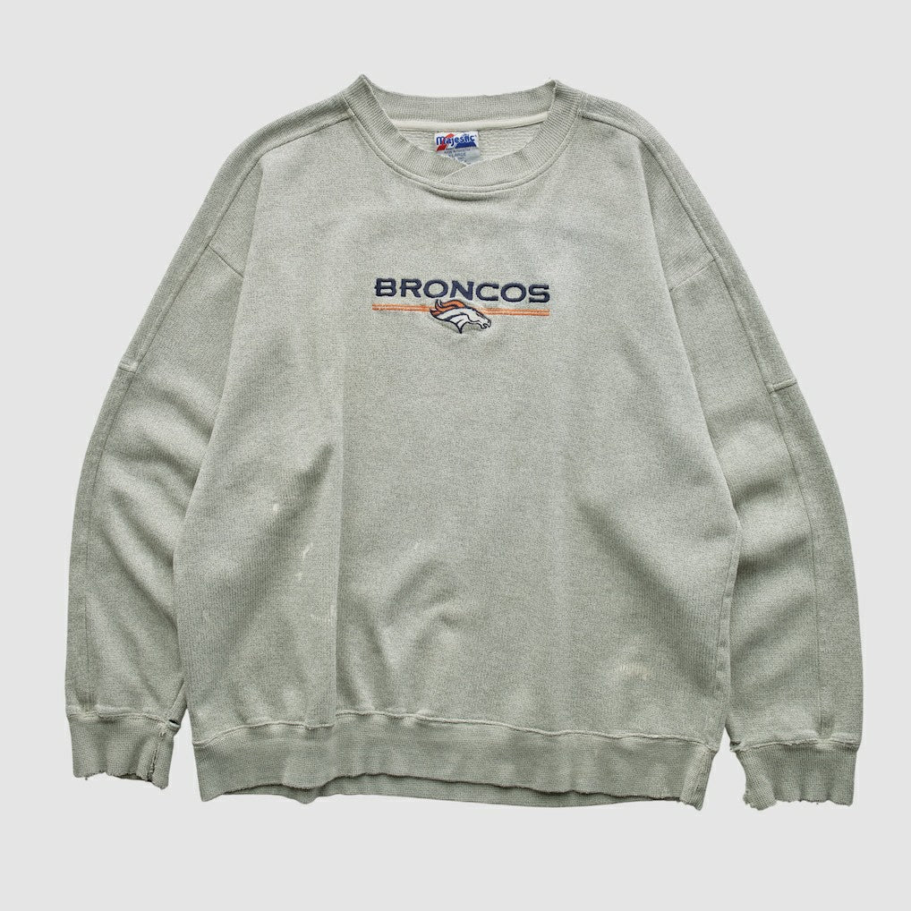 Denver Broncos Majestic 2000s Pullover Sweatshirt - Heather Gray Vintage for sale