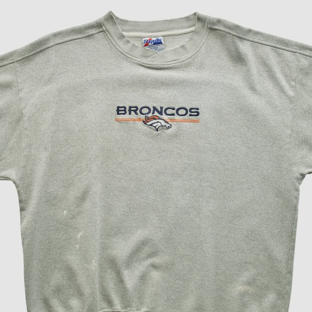 Denver Broncos Majestic 2000s Pullover Sweatshirt - Heather Gray Vintage for sale