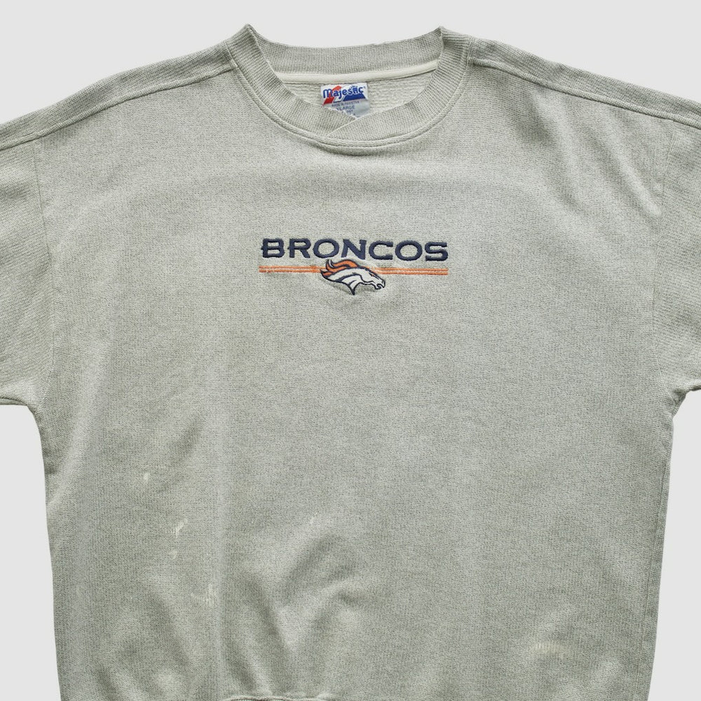 Denver Broncos Majestic 2000s Pullover Sweatshirt - Heather Gray Vintage for sale