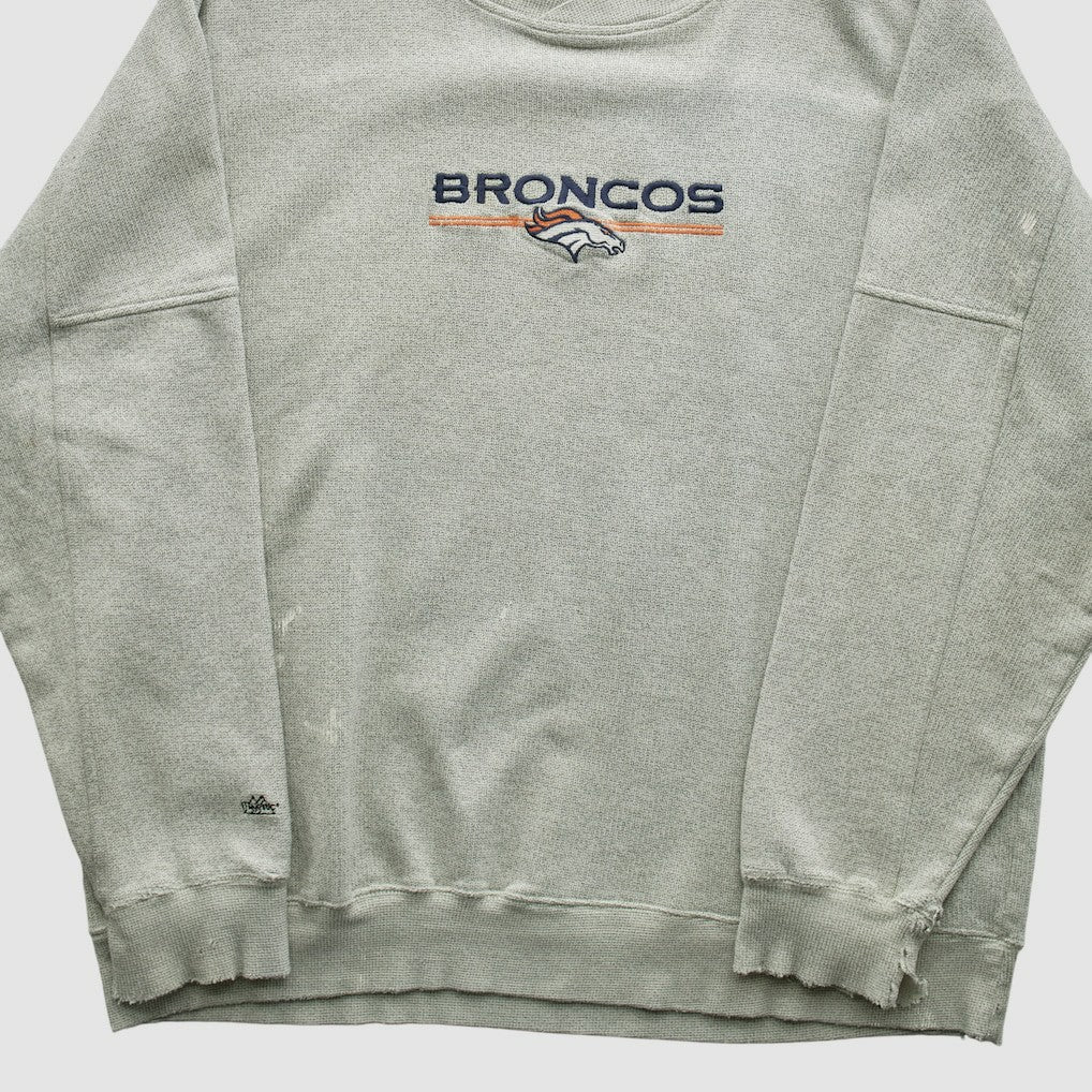 Denver Broncos Majestic 2000s Pullover Sweatshirt - Heather Gray Vintage for sale
