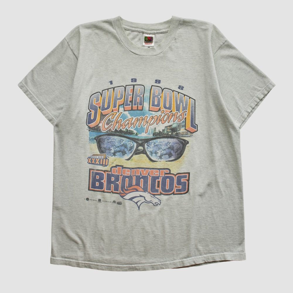 Super Bowl XXXIII Fruit of The Loom 1998 T-shirt - Heather Gray Vintage for sale