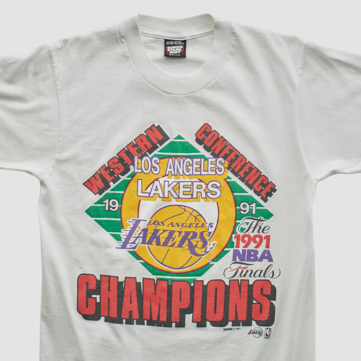Los Angeles Lakers Screen Stars Best 1991 T-shirt - White Vintage on sale