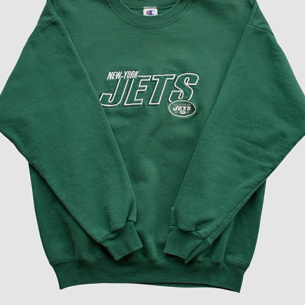 New York Jets Champion 2000s Pullover Sweatshirt - Green Vintage for sale