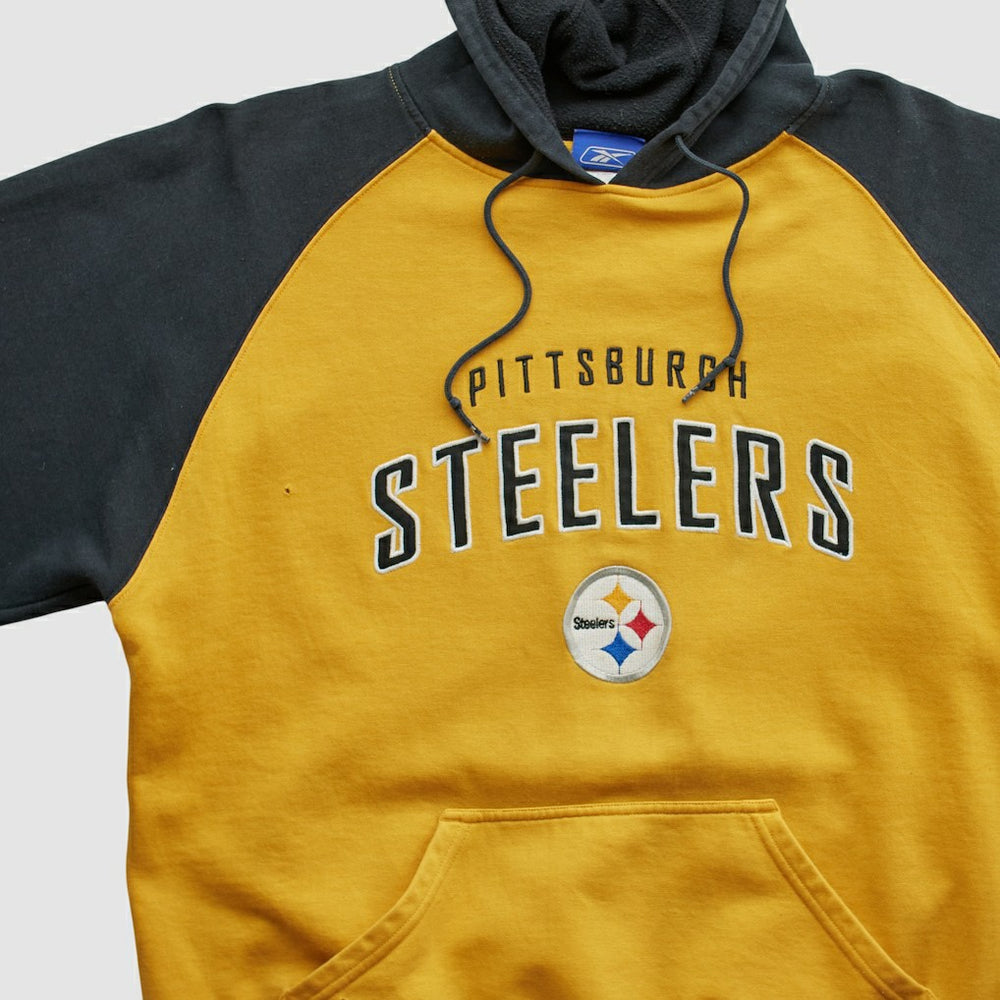 Pittsburgh Steelers Reebok 2000s Hooded Pullover Sweatshirt - Yellow Vintage for sale