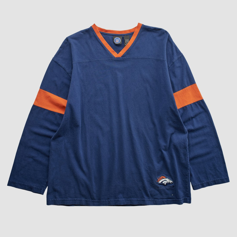 Denver Broncos NFL 2000s Long Sleeve T-shirt - Navy Vintage for sale