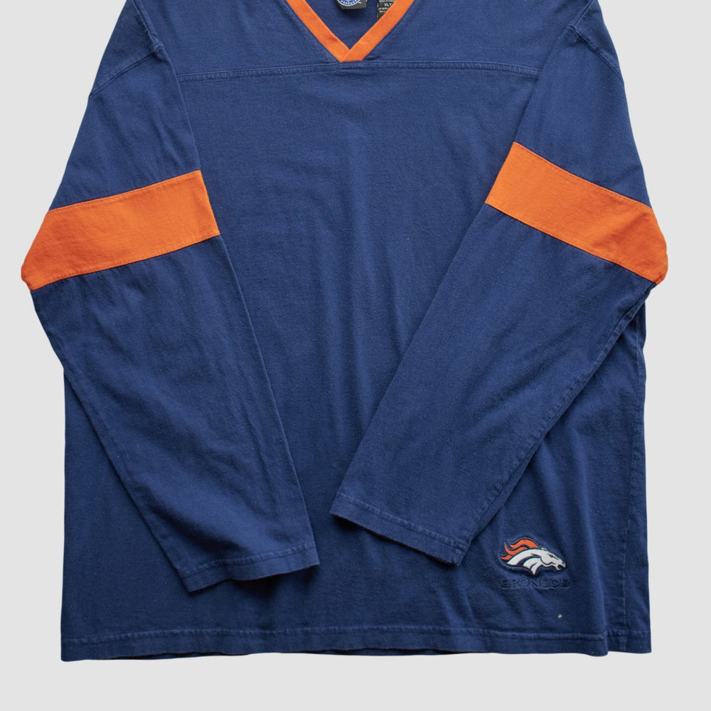 Denver Broncos NFL 2000s Long Sleeve T-shirt - Navy Vintage for sale