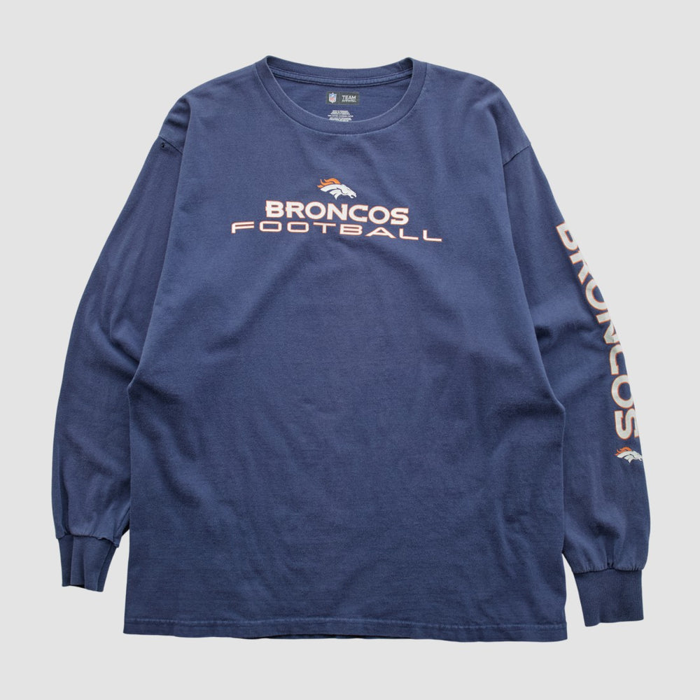 Denver Broncos NFL 2010s Long Sleeve T-shirt - Navy Vintage cheap