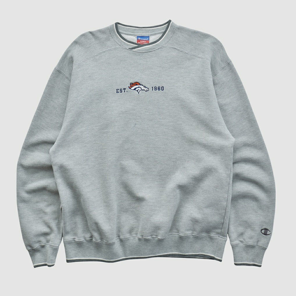 Denver Broncos Champion 2000s Pullover Sweatshirt - Heather Gray Vintage online