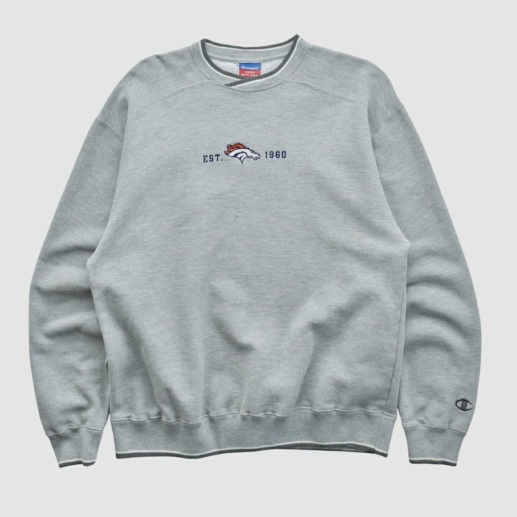 Denver Broncos Champion 2000s Pullover Sweatshirt - Heather Gray Vintage online