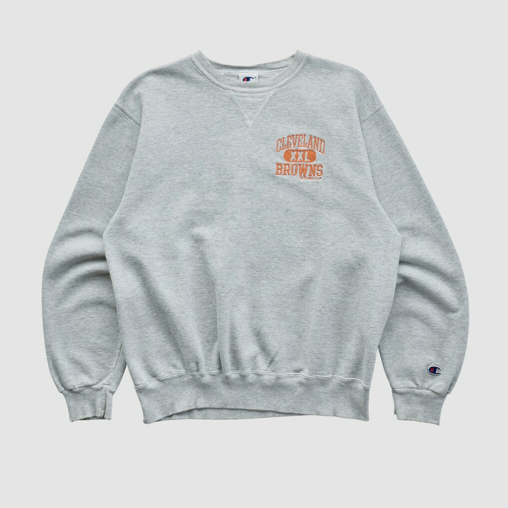 Cleveland Browns Champion 90s Pullover Sweatshirt - Heather Gray Vintage sale