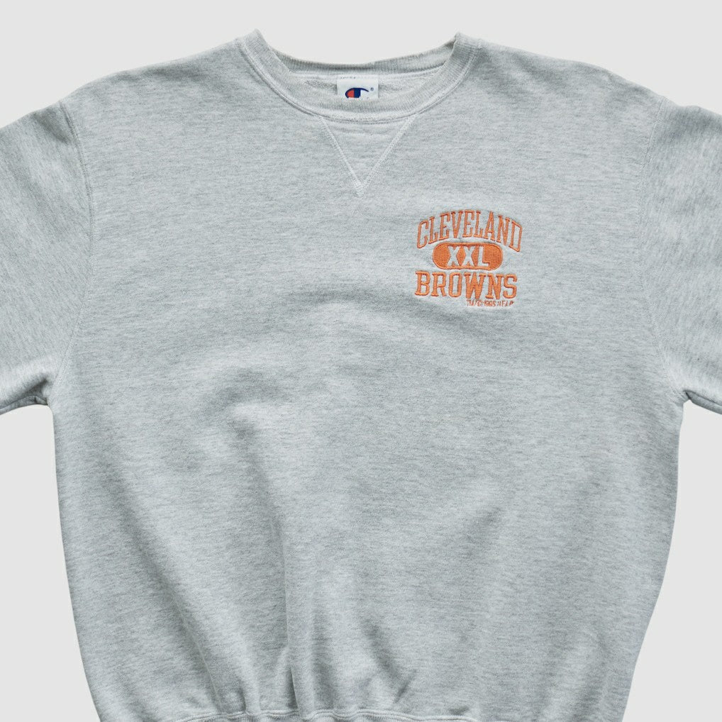 Cleveland Browns Champion 90s Pullover Sweatshirt - Heather Gray Vintage sale
