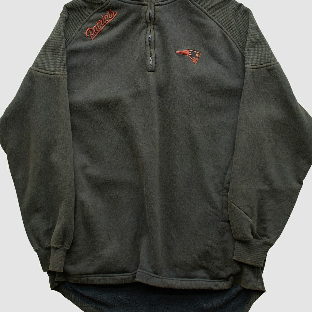 New England Patriots NFL 2010s Hooded 1/4 Zip Sweatshirt - Black Vintage sale