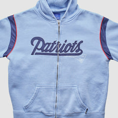 New England Patriots Reebok 2000s Hooded Full Zip Sweatshirt - Light Blue Vintage on sale