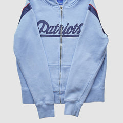 New England Patriots Reebok 2000s Hooded Full Zip Sweatshirt - Light Blue Vintage on sale
