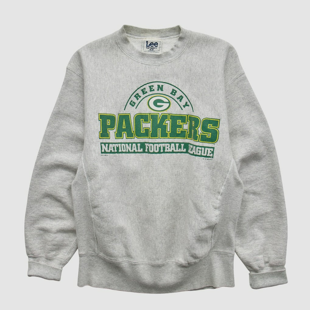 Green Bay Packers Lee Sport 90s Pullover Sweatshirt - Heather Gray Vintage for sale