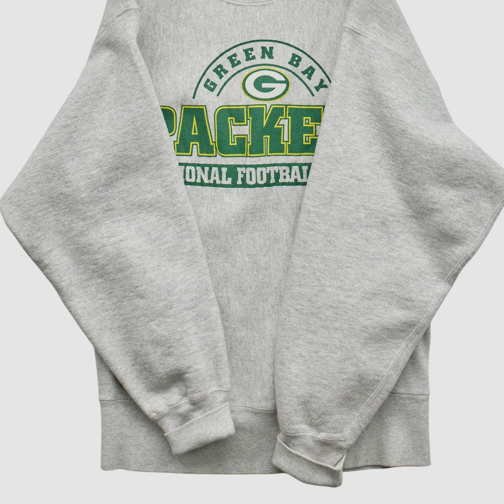 Green Bay Packers Lee Sport 90s Pullover Sweatshirt - Heather Gray Vintage for sale