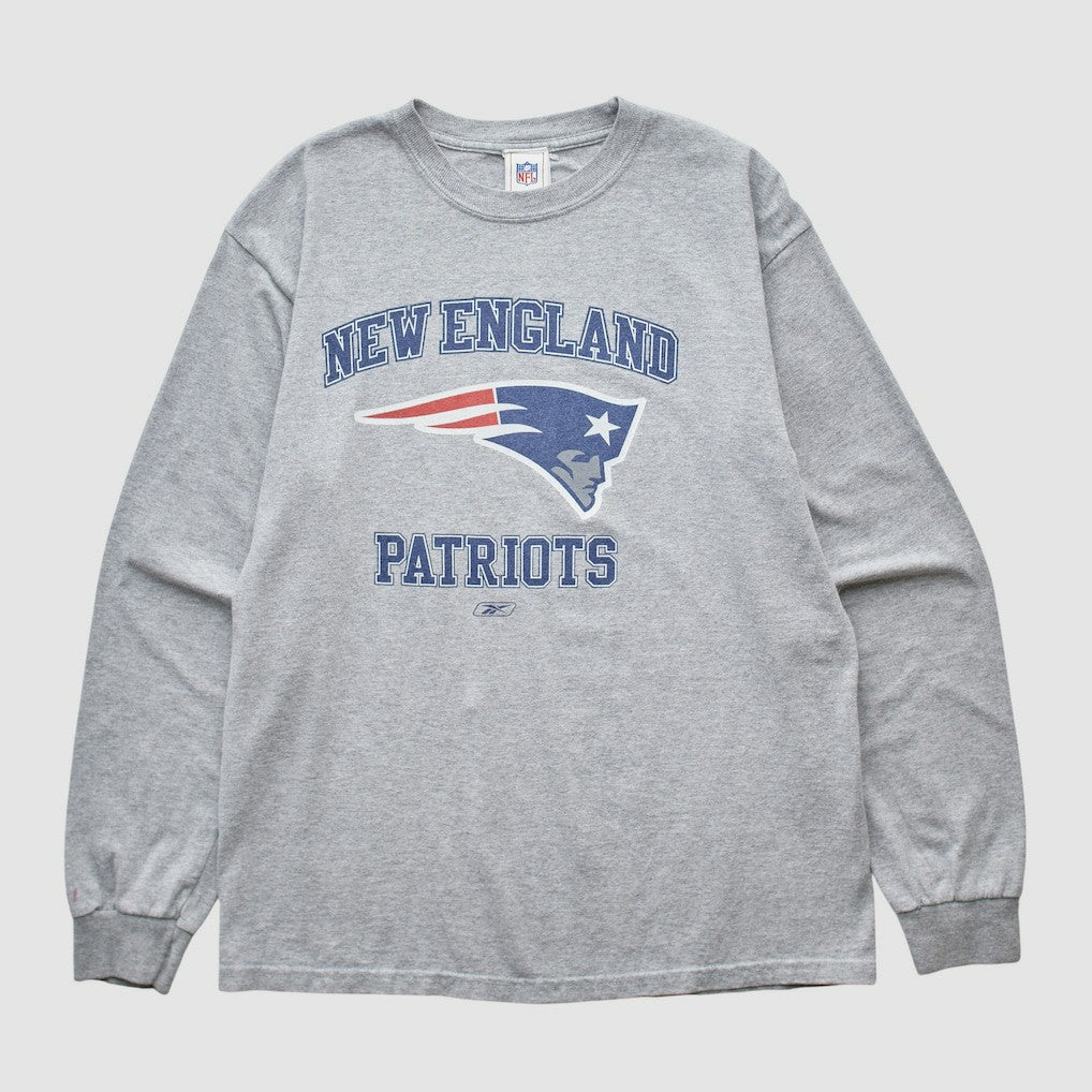 New England Patriots Reebok 2000s Long Sleeve T-shirt - Heather Gray Vintage on sale