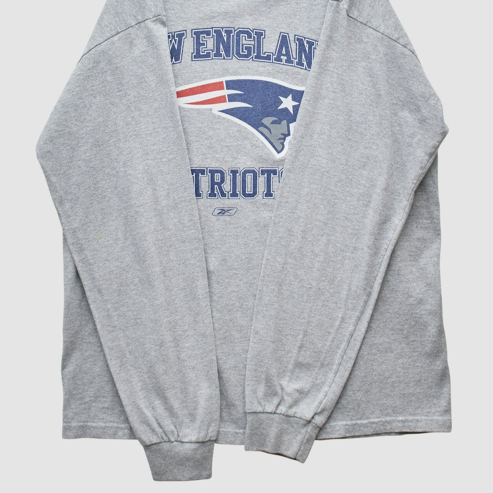 New England Patriots Reebok 2000s Long Sleeve T-shirt - Heather Gray Vintage on sale
