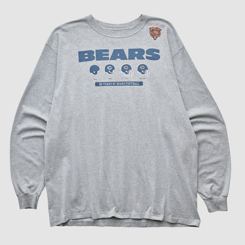 Chicago Bears Reebok 2000s Long Sleeve T-shirt - Heather Gray Vintage sale