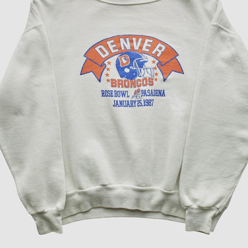 Denver Broncos Signal Sports 1987 Pullover Sweatshirt - White Vintage sale
