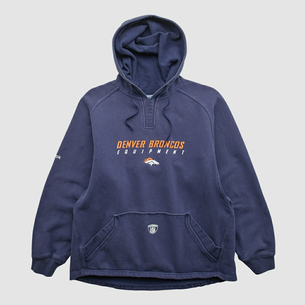 Denver Broncos Reebok 2000s Hooded Pullover Sweatshirt - Navy Vintage on sale
