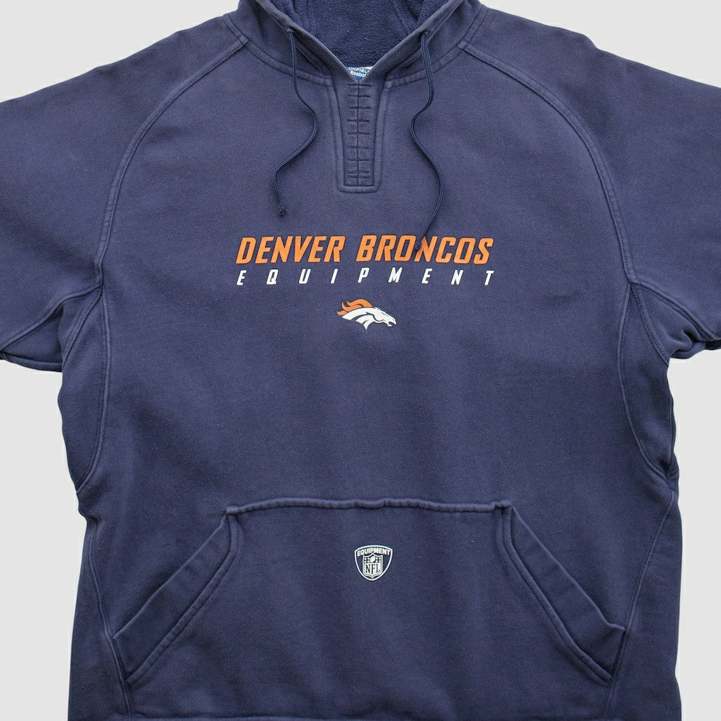 Denver Broncos Reebok 2000s Hooded Pullover Sweatshirt - Navy Vintage on sale