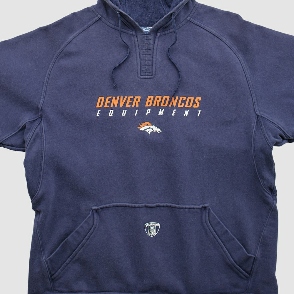 Denver Broncos Reebok 2000s Hooded Pullover Sweatshirt - Navy Vintage on sale
