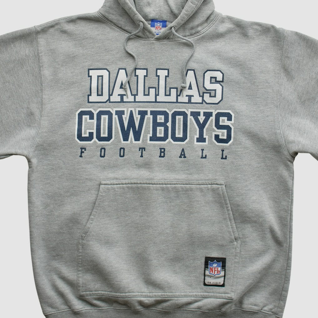 Dallas Cowboys Reebok 2000s Hooded Pullover Sweatshirt - Heather Gray Vintage cheap