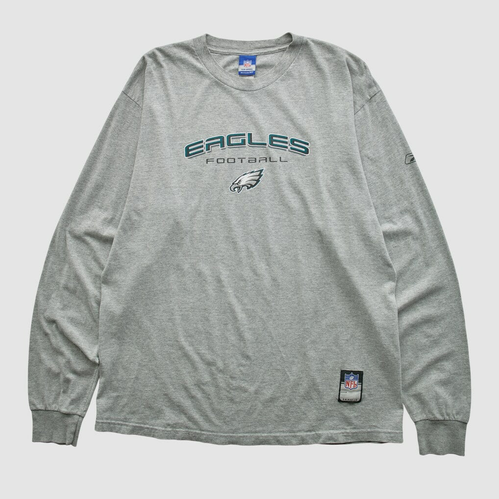Philadelphia Eagles Reebok 2000s Long Sleeve T-shirt - Heather Gray Vintage discount
