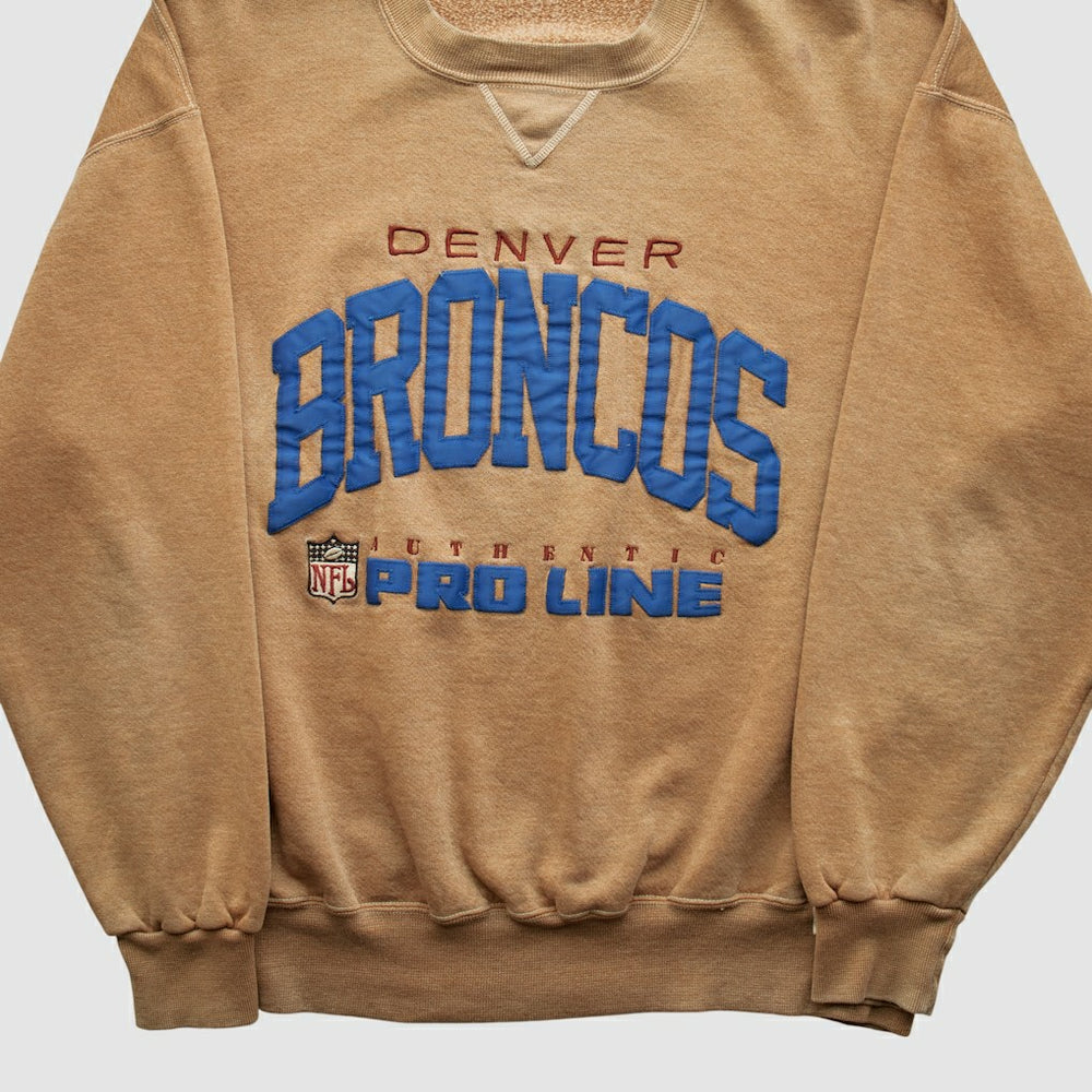 Denver Broncos 90s Pullover Sweatshirt - Tan Vintage for sale