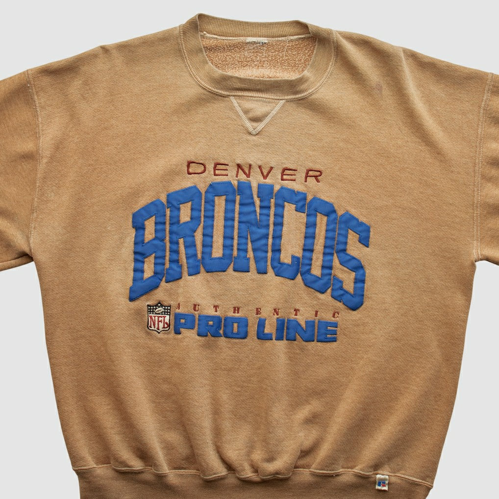 Denver Broncos 90s Pullover Sweatshirt - Tan Vintage for sale