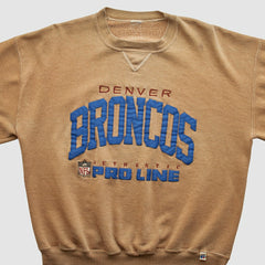Denver Broncos 90s Pullover Sweatshirt - Tan Vintage for sale