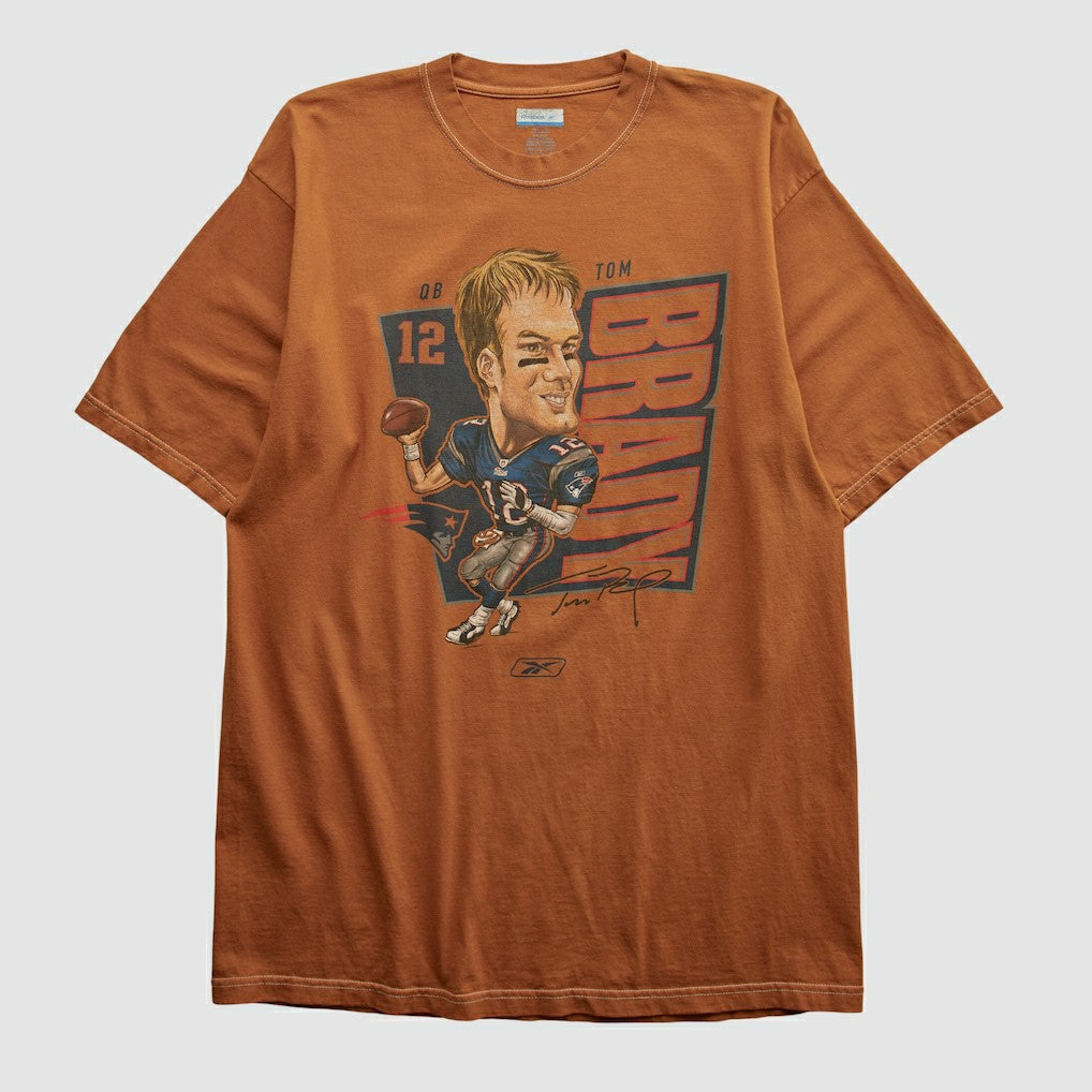 Tom Brady Reebok 2000s T-shirt - Orange Vintage sale