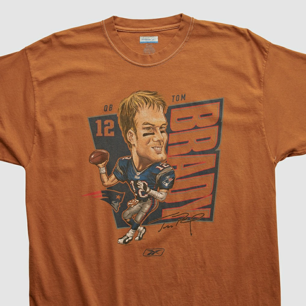 Tom Brady Reebok 2000s T-shirt - Orange Vintage sale