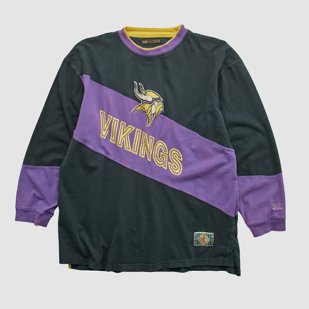 Minnesota Vikings Mirage 90s Long Sleeve T-shirt - Black Vintage for sale