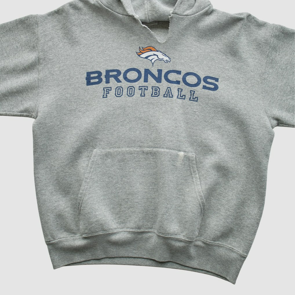 Denver Broncos NFL 2000s Hooded Pullover Sweatshirt - Heather Gray Vintage sale